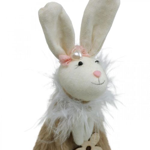 Floristik24 Lapin de Pâques en tissu, décoration printanière, lapin décoratif à suspendre marron, naturel H21cm 6pcs