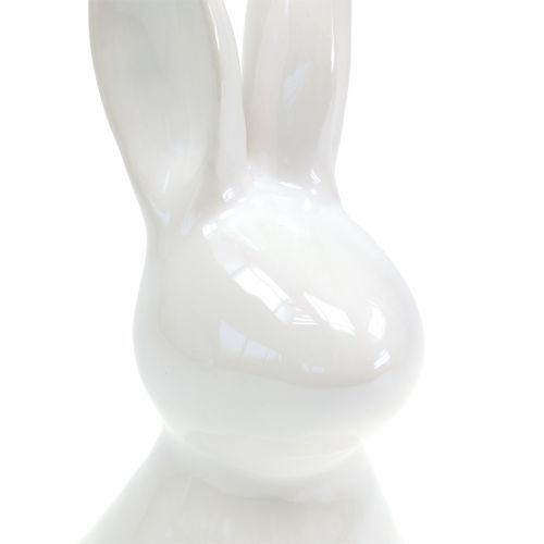 Floristik24 Lapin décoratif en nacre blanche 18,5 cm