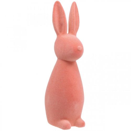 Floristik24 Déco lapin floqué abricot, décoration printanière, lapin de Pâques H42cm
