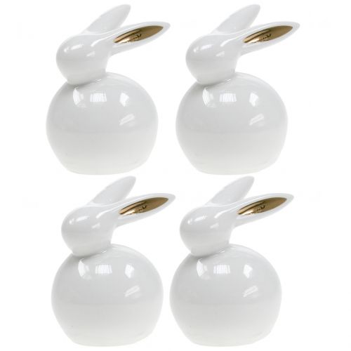 Figurine de Pâques Lapin Blanc-Or 8,5cm 4pcs