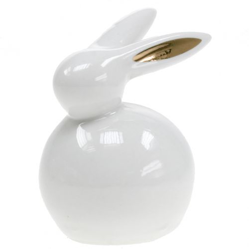 Floristik24 Figurine de Pâques Lapin Blanc-Or 8,5cm 4pcs