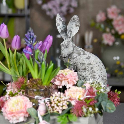 Floristik24 Lapin déco assis aspect pierre décoration de jardin H31cm