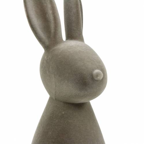 Floristik24 Lapin de Pâques gris foncé floqué Lapin de Pâques décoration de table décoration de Pâques