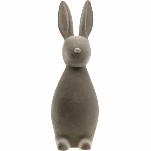 Floristik24 Lapin de Pâques gris foncé floqué Lapin de Pâques décoration de table décoration de Pâques