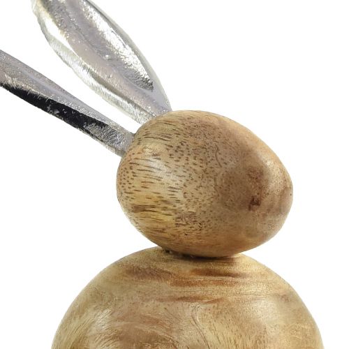 Article Lapin Bois Métal Argent Naturel H10/12.5cm 2pcs