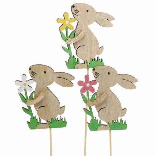 Article Bouchon de fleur lapin en bois 9cm 12 pcs
