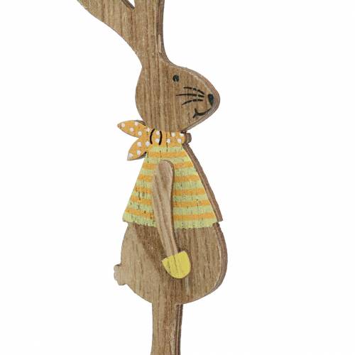 Article Lapin de décoration de Pâques avec bâton en bois assorti naturel 11cm 16p