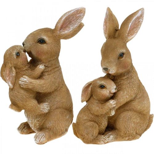 Floristik24 Figurines de décoration de lapin lapin famille décoration de Pâques H11.5cm 2pcs