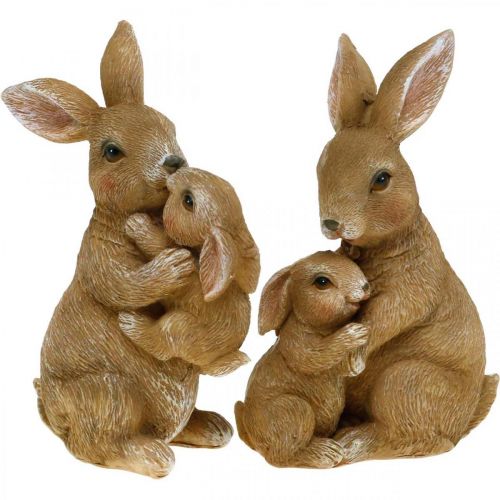 Floristik24 Figurines de décoration de lapin lapin famille décoration de Pâques H11.5cm 2pcs