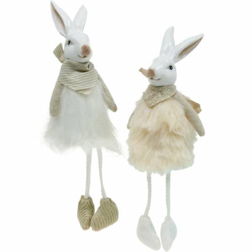 Floristik24 Décoration de Pâques Siège de bord de lapin 26cm Figurine de lapin de Pâques 2pcs