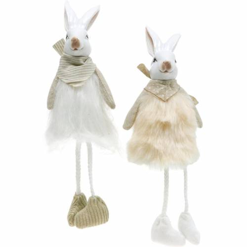 Floristik24 Décoration de Pâques Siège de bord de lapin 26cm Figurine de lapin de Pâques 2pcs