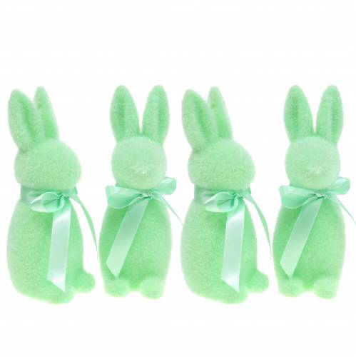 Floristik24 Lapin floqué vert menthe 16cm 4pcs