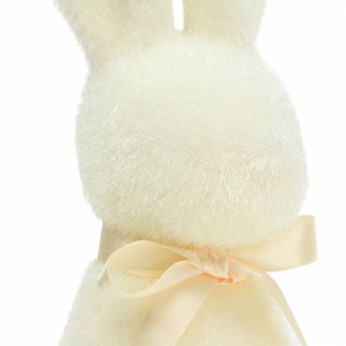 Floristik24 Lapin floqué blanc crème H30cm 2pcs