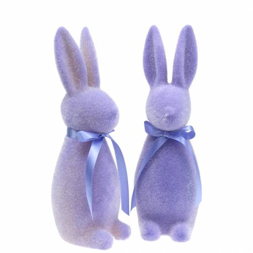 Floristik24 Lapin floqué Lilas Violet H30cm 2pcs