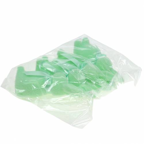Floristik24 Lapin floqué vert menthe 16cm 4pcs