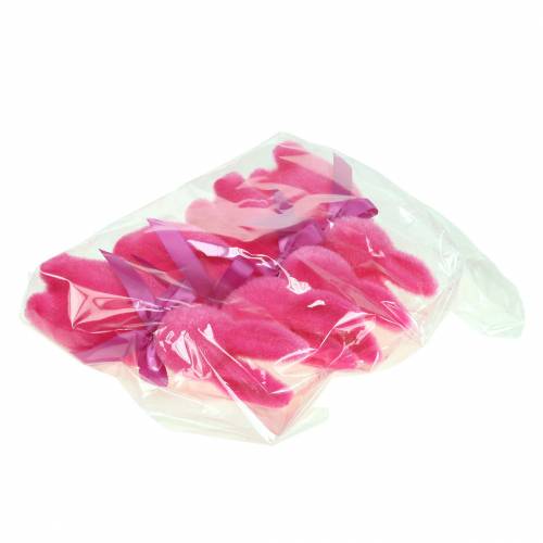 Floristik24 Lapin floqué rose 16cm 4pcs
