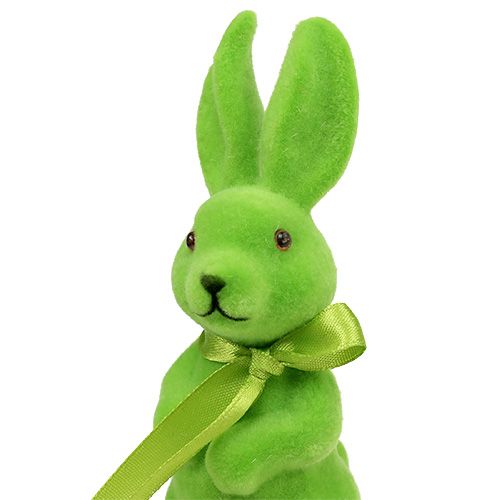 Floristik24 Lapin déco floqué sur tige multicolore assort.15cm 6P.