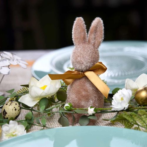 Floristik24 Lapin floqué marron clair 16cm 4pcs