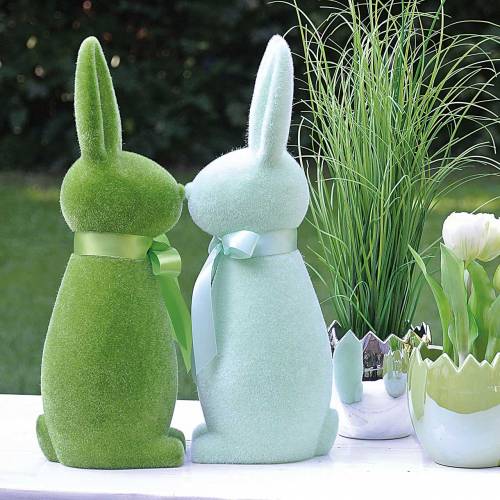 Floristik24 Lapin floqué vert menthe H42cm