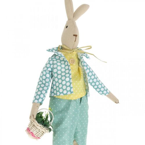 Article Lapin de pâques en tissu, lapin avec vêtements, décoration de pâques, bunny boy H46cm