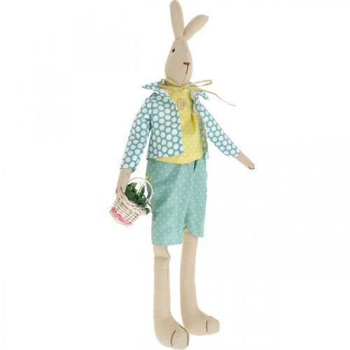 Floristik24 Lapin de pâques en tissu, lapin avec vêtements, décoration de pâques, bunny boy H46cm