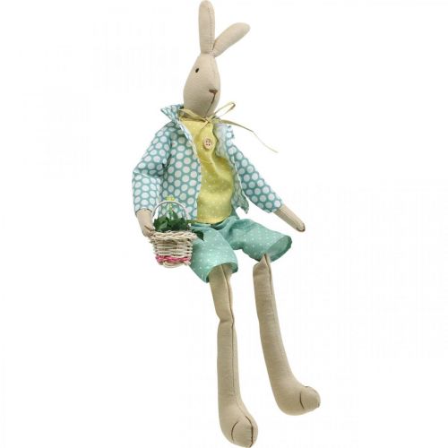 Article Lapin de pâques en tissu, lapin avec vêtements, décoration de pâques, bunny boy H46cm