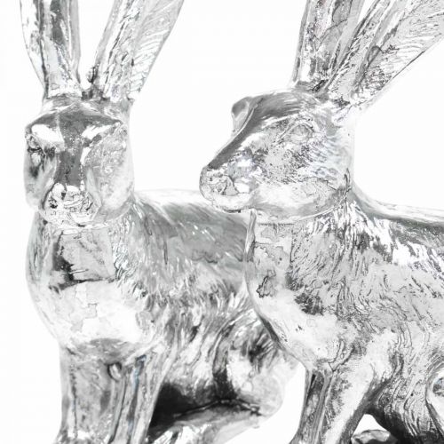 Article Lapin de Pâques Assis Lapin Argenté Figurine Décorative Pâques 13cm 2pcs