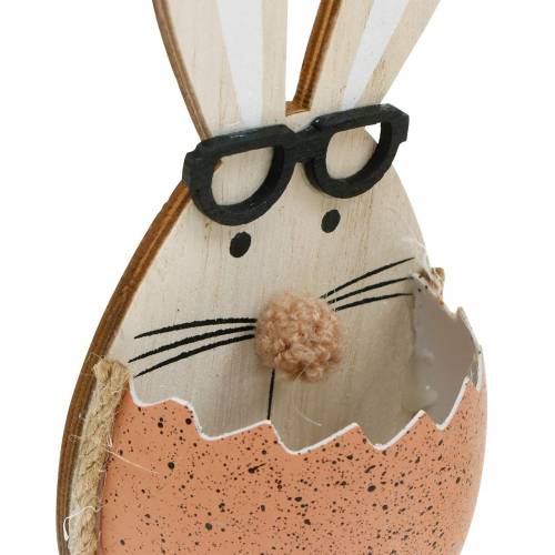 Article Lapin en bois dans un oeuf, décoration printanière, lapins à lunettes, lapins de Pâques 3pcs