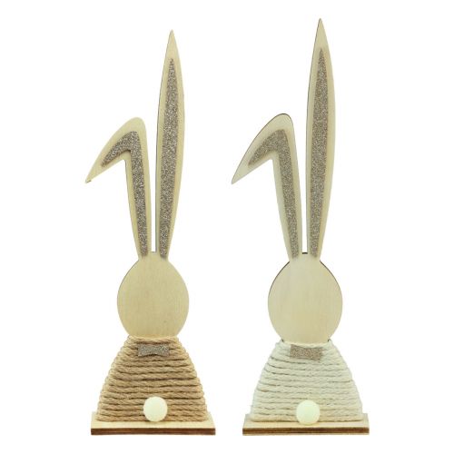 Article Lapins à paillettes lapins en bois décoration de table Pâques H36cm 2pcs