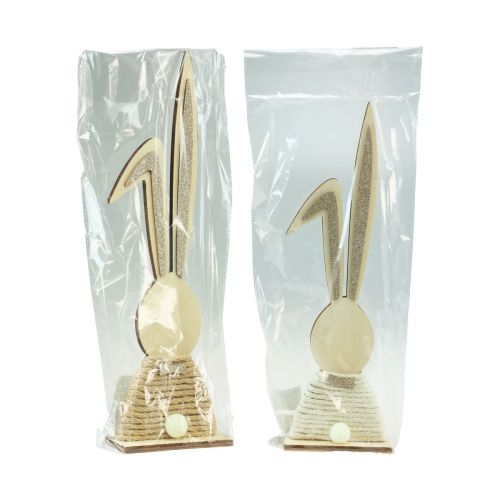 Article Lapins à paillettes lapins en bois décoration de table Pâques H36cm 2pcs