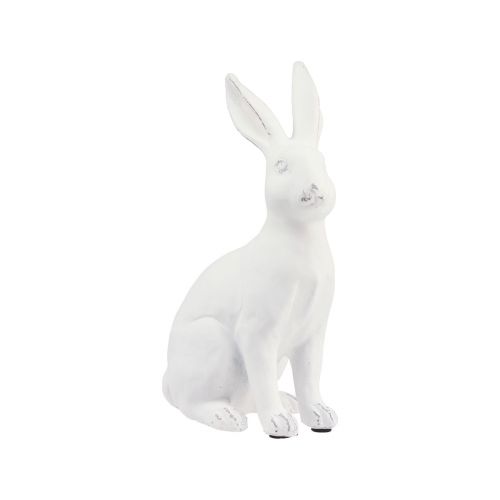 Floristik24 Lapin assis décoratif lapin décoration de Pâques pierre artificielle blanche H22cm