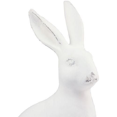 Floristik24 Lapin assis décoratif lapin décoration de Pâques pierre artificielle blanche H22cm
