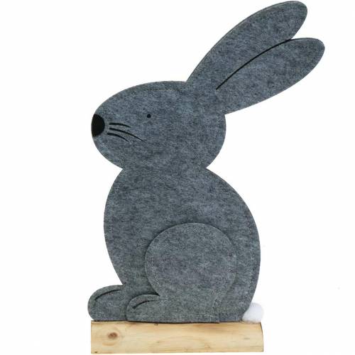 Floristik24 Lapin assis feutre gris 27cm x 6cm H40,5cm