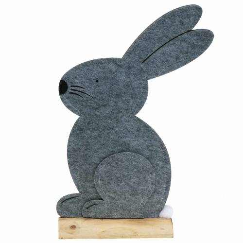 Floristik24 Lapin assis en feutre gris 40cm x 7cm H61cm décoration de vitrine