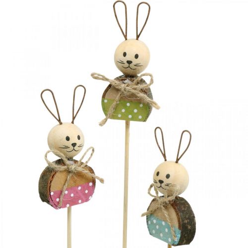 Floristik24 Bouchon fleur lapin bois rouille décoration lapin de Pâques sur bâton 8cm 9 pcs