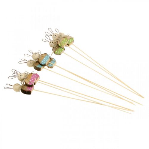 Floristik24 Bouchon fleur lapin bois rouille décoration lapin de Pâques sur bâton 8cm 9 pcs