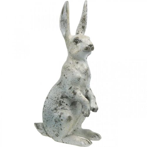 Floristik24 Lapin décoratif pour Pâques, décoration printanière aspect béton, figurine de jardin aux accents dorés, shabby chic H42cm