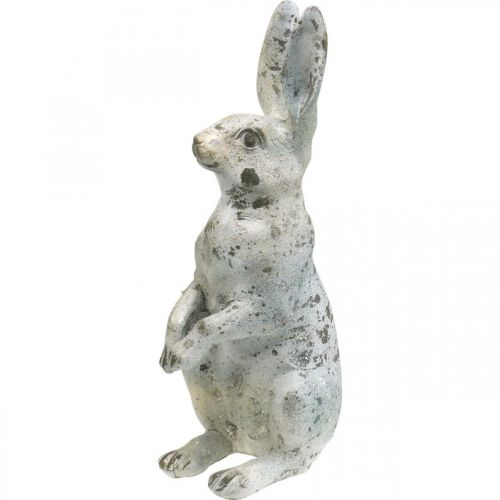 Floristik24 Lapin décoratif pour Pâques, décoration printanière aspect béton, figurine de jardin aux accents dorés, shabby chic H42cm