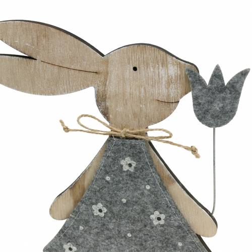 Article Figurine déco lapin en bois feutre 30/31,5cm 2pcs