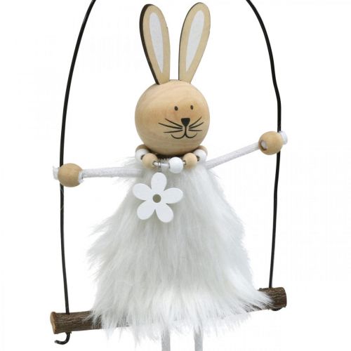 Article Lapin sur balançoire Décoration de fenêtre lapin de Pâques Pâques H26cm lot de 2