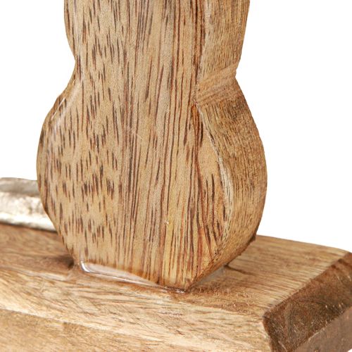 Article Lapin décoratif en métal et bois – Figurine de Pâques moderne au design naturel 22 cm 2 pcs