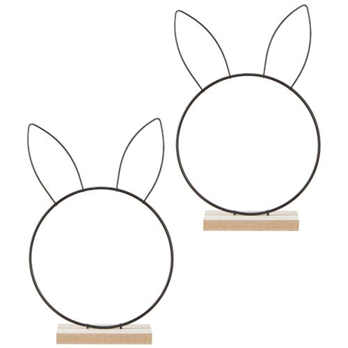 Article Anneau de décoration lapin métal bois naturel noir Ø20cm 2pcs