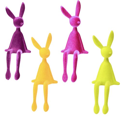 Article Lapins de Pâques colorés floqués Rabbit Edge Sitters – 2e choix – 28 cm, 4 pièces