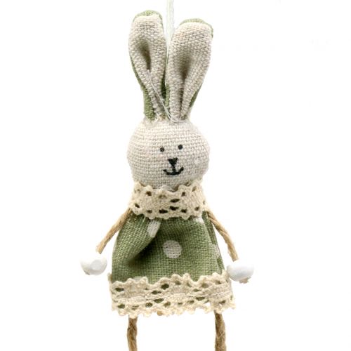 Floristik24 Tissu lapin à suspendre rose/vert 12cm 6p