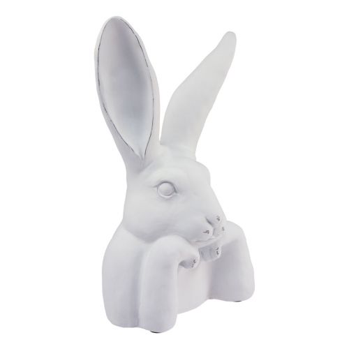 Floristik24 Lapin décoration lapin pierre artificielle penseur blanc 23×16,5×35,5cm