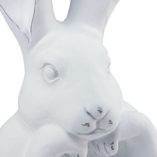 Floristik24 Lapin décoration lapin pierre artificielle penseur blanc 23×16,5×35,5cm