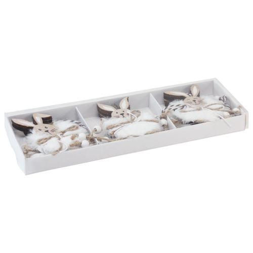 Article Lapins lapins décoratifs en bois à suspendre blanc naturel 5cm×12cm 6pcs