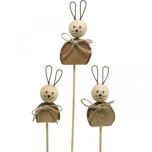 Floristik24 Bouchon de fleur de lapin bois rouille décoration de lapin de Pâques naturel 8cm 8 pcs