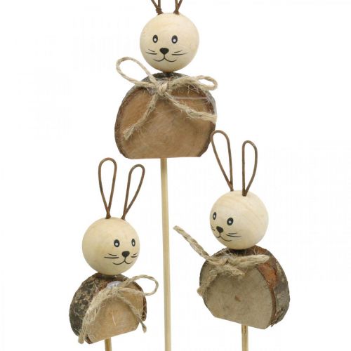 Article Lapin fleur bâton bois rouille Lapin de Pâques décoration nature 8cm 8pcs