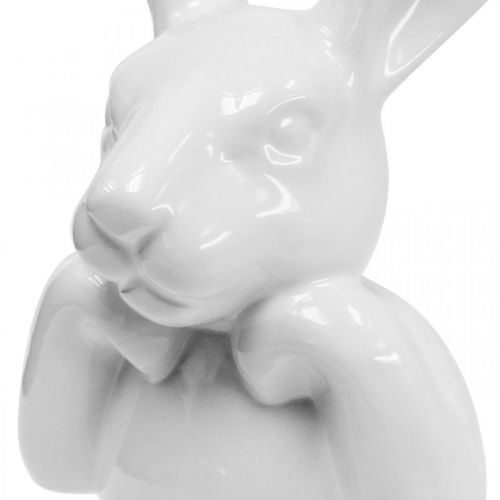 Déco lapin en céramique blanc, lapin buste décoration de Pâques H17cm 3pcs